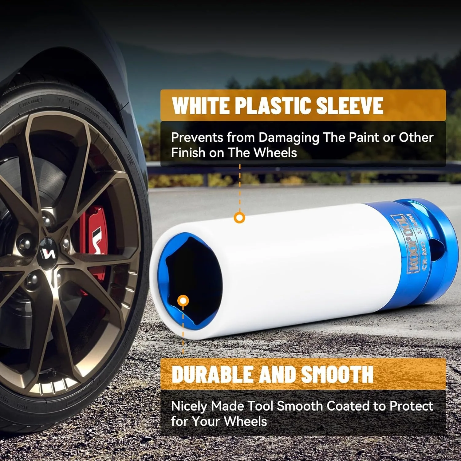 7/5/4PCS Chiave a tubo Manicotto 17/19/21mm Foro Colorato Per La Protezione Dei Pneumatici Strumento di Riparazione Per Impact Profonde Dado Driver Strumento Manuale