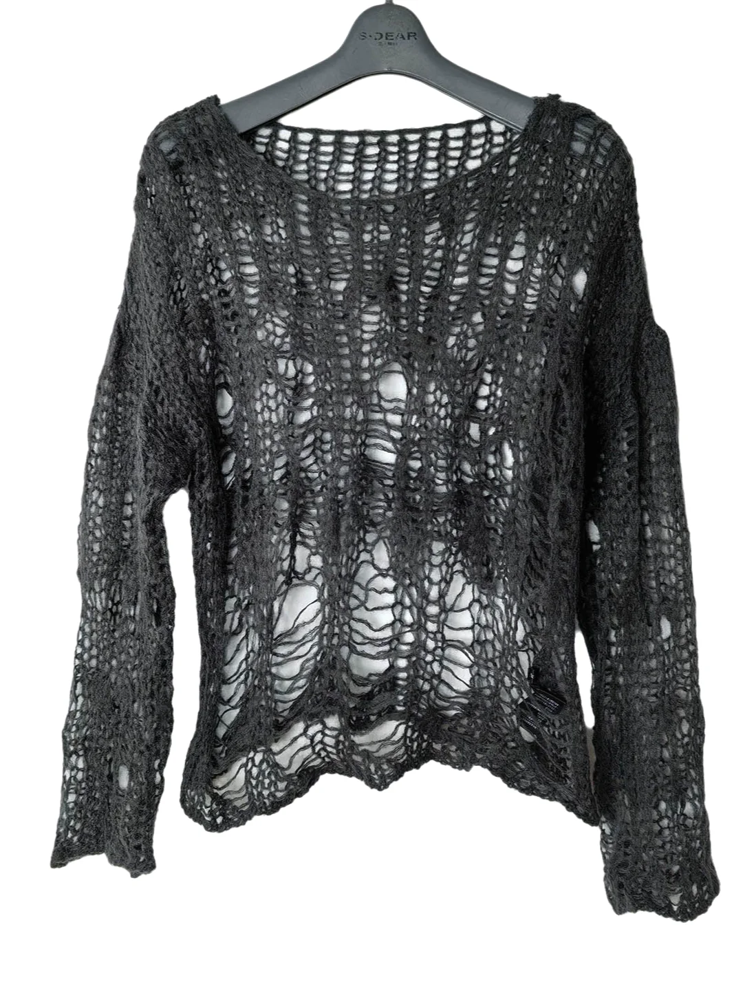 

Ladies Casual Knitted Sweater with Wool SD Button Simple Faion Loose Hollow out Warm Autumn Long Sve round Ne Top