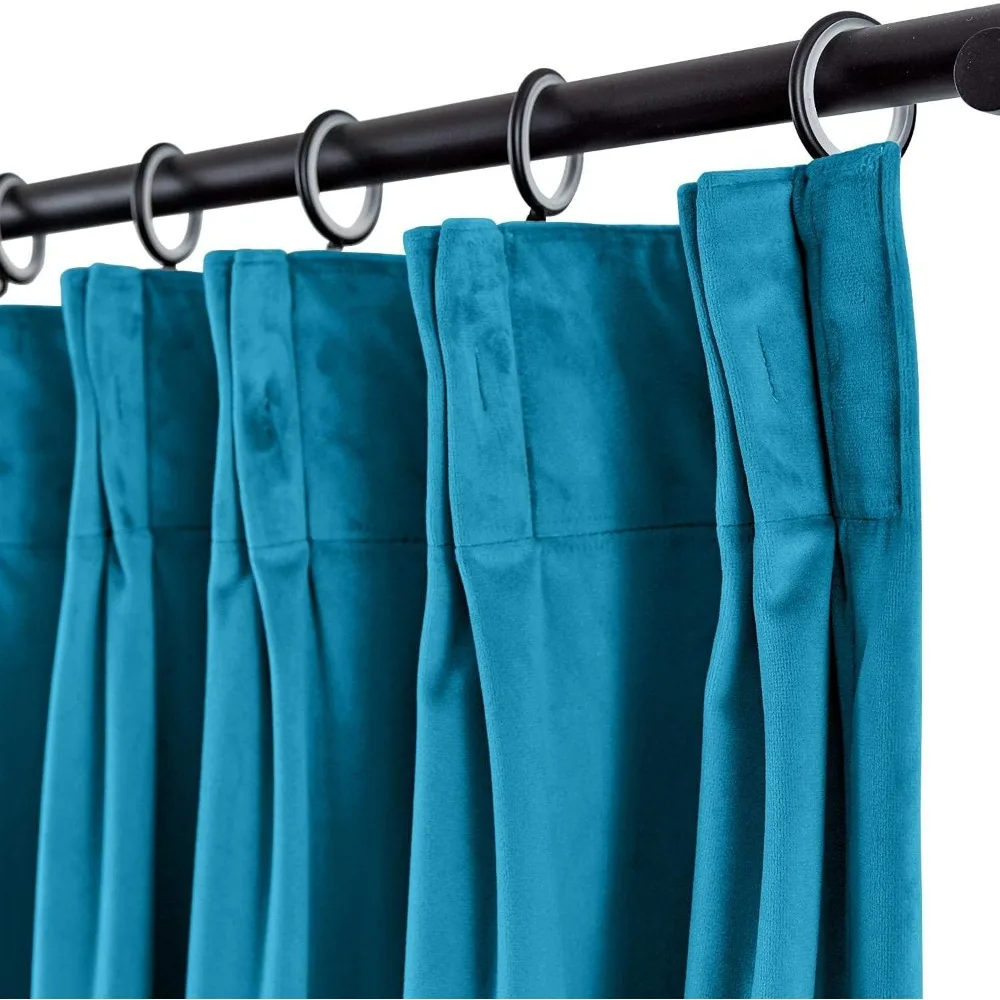 Cortinas plisadas de pellizco azul real con ganchos para sala de estar, dormitorio, bungalow, salón, tratamientos de ventana de 96 pulgadas de ancho