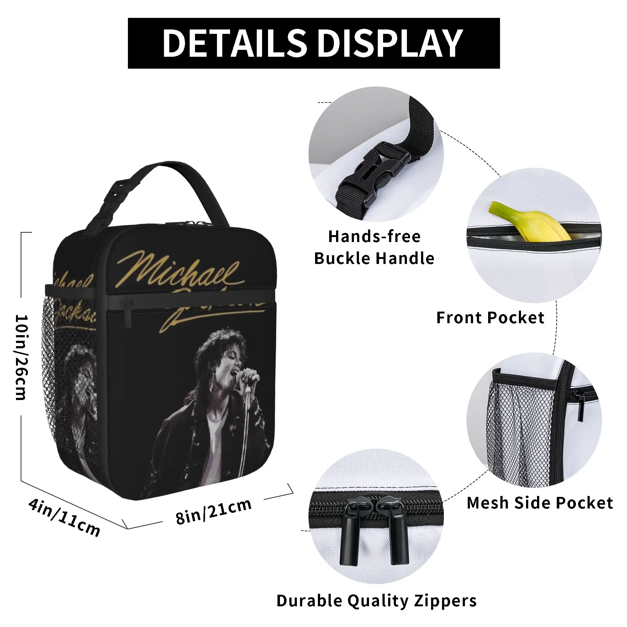 Isolierte Lunchtaschen Singer Michael Jacksons MJ Tour 2026 Merch Food Box INS Trendige Thermo-Kühlbox für die Schule – Detail 6