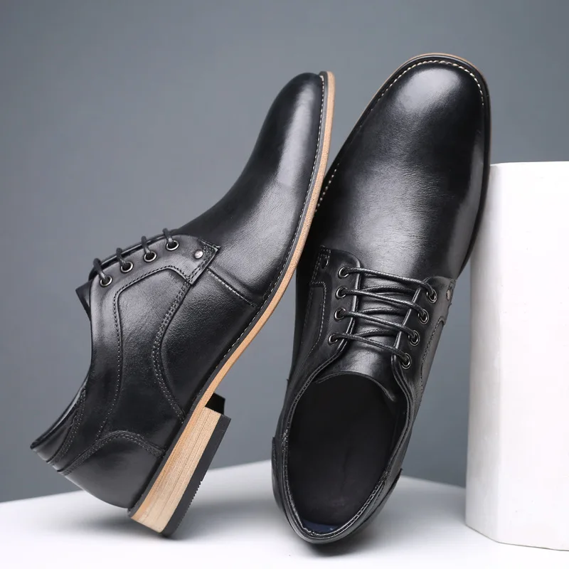 2022 Spring New Men\'s Shoes Business Dress Shoes Classic Genuine Leather England Fashion Casual Oxfords Shoes Size 7.5-13