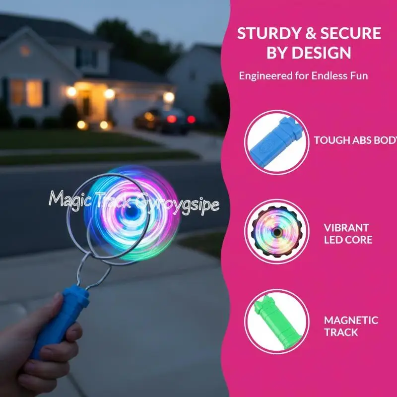 1 Set Kids Gift LED Magnetic Orbit Gyroscope Toy Magic Spinning Top With Rail Hand Cranked Luminous Flashing Lights Spinning Top