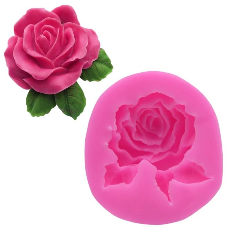 Flower Bloom Rose Shape Silicone DIY 3D Cake Mold Fondant Soap Cupcake Candy Chocolate Jelly Decoration Baking Tool Moulds﻿