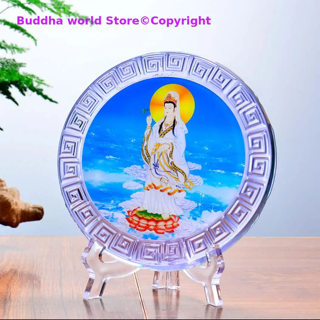 GOOD # Wholesale Buddhist supplies Asia Temple HOME altar crystal Avalokitesvara Guanyin buddha Mandala ornament statue