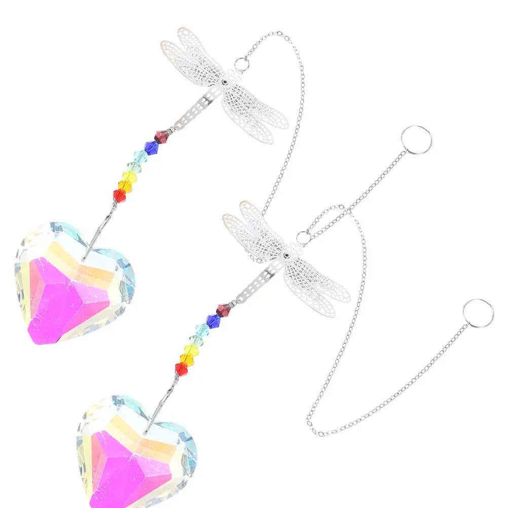 

2 шт. хрустальные подвески-ледяные жуки, ловушки солнца, с цепочкой-сердцем, романтические, для свадьбы, окна, сада, потолочного светильника, подвесные украшения