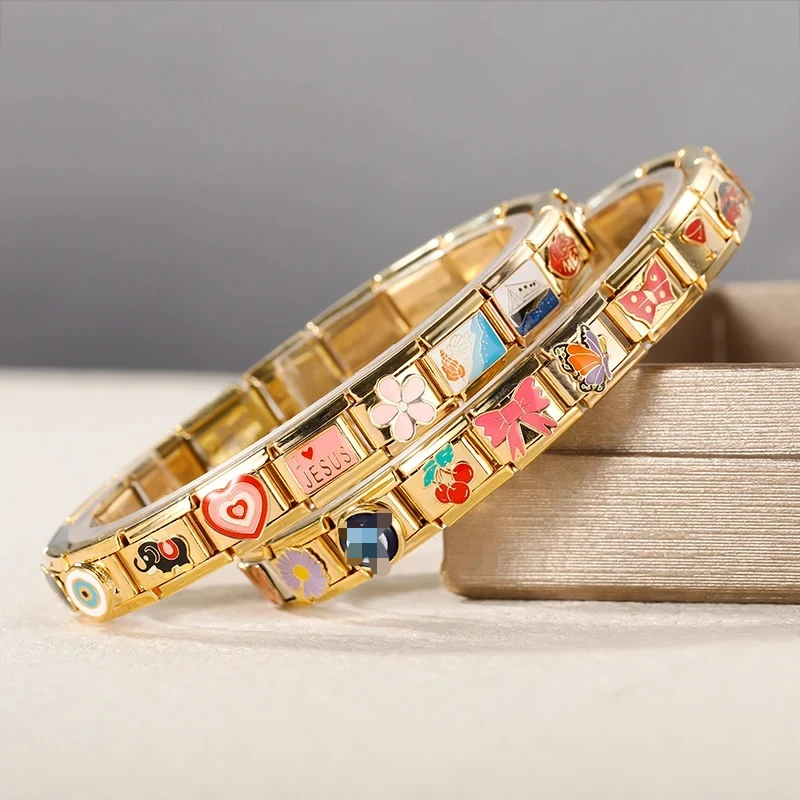 Picture 5: Hapiship 9mm Width Original Daisy Heart Love Butterfly Mom Cat Motorcycle Elephant Charm Fit 9mm Bracelet Jewelry Making DJ009