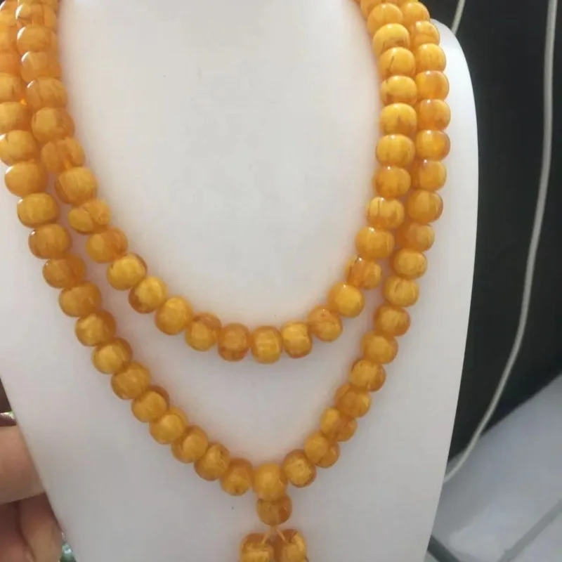 

New Amber Beeswax Fashion Trend 108 Buddha Beads Bracelet Necklace