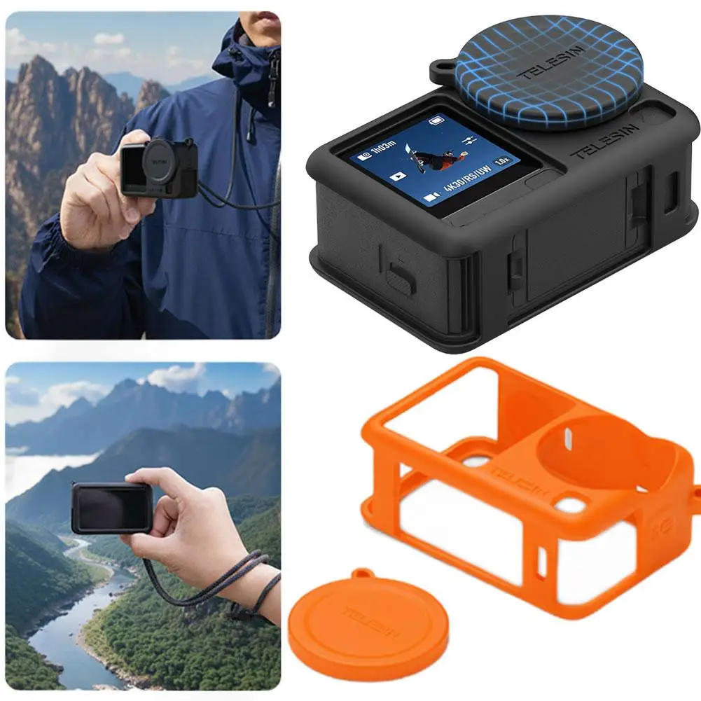 حافظة من السيليكون الناعم لـ dji OSMO Action 6 مع غطاء عدسة مضاد للخسارة كاميرا الحبل غطاء حماية مقاوم للسقوط لـ dji Action S8I6 #5