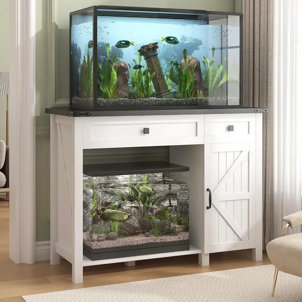 Soporte para acuario de 40 galones con estación de carga, soporte para pecera de granja, soporte para terrario con cajón y Ca