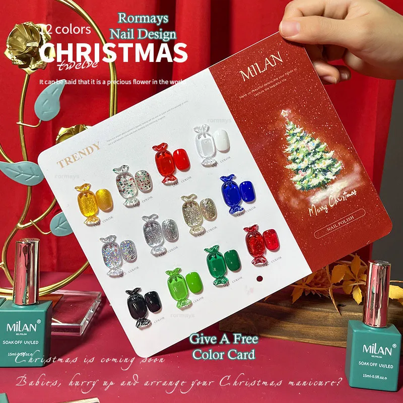 

Rormays Christmas Season gel Polishing 12 Color Set Semi Permanent Color Shining Hybrid Fashion gel Varnish UV 15ML Nail Salon