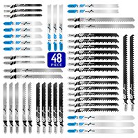 48pcs Jigsaw Blades Set Multi-Purpose Jig Saw Blades for Wood Plastic Metal Cutting HCS/HSS Saw Blades Hardware Accessories