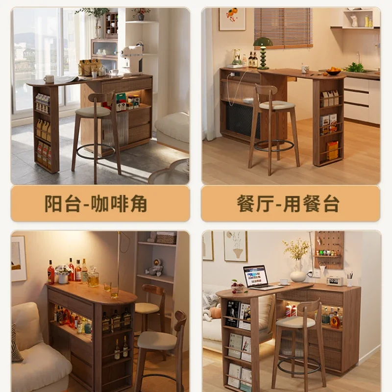 

bar table household balcony leisure retractable small apartment partition narrow island table dining side cabinet integrated