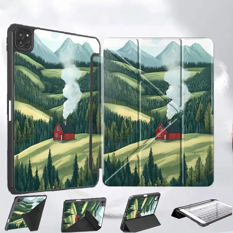 

Cartoon Forest Cabin Holder Cover Tablet Case For iPad Air 4 5 M3 M2 M4 11inch Pro 2025 Pro 11th 10th 9th 8th 7th 12.9inch Mini