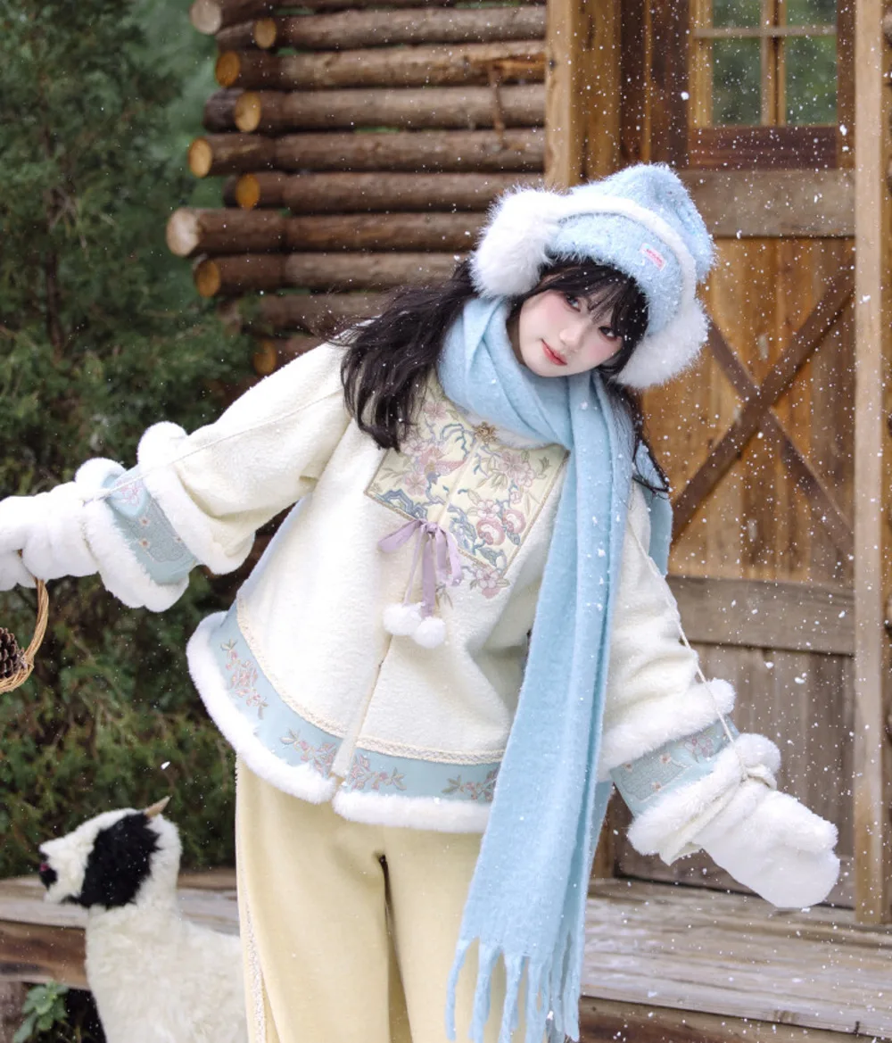 

Новое двубортное пальто из шерстяной ткани Guofeng, топы, брюки, сохраняющие тепло, повседневные зимние теплые пальто