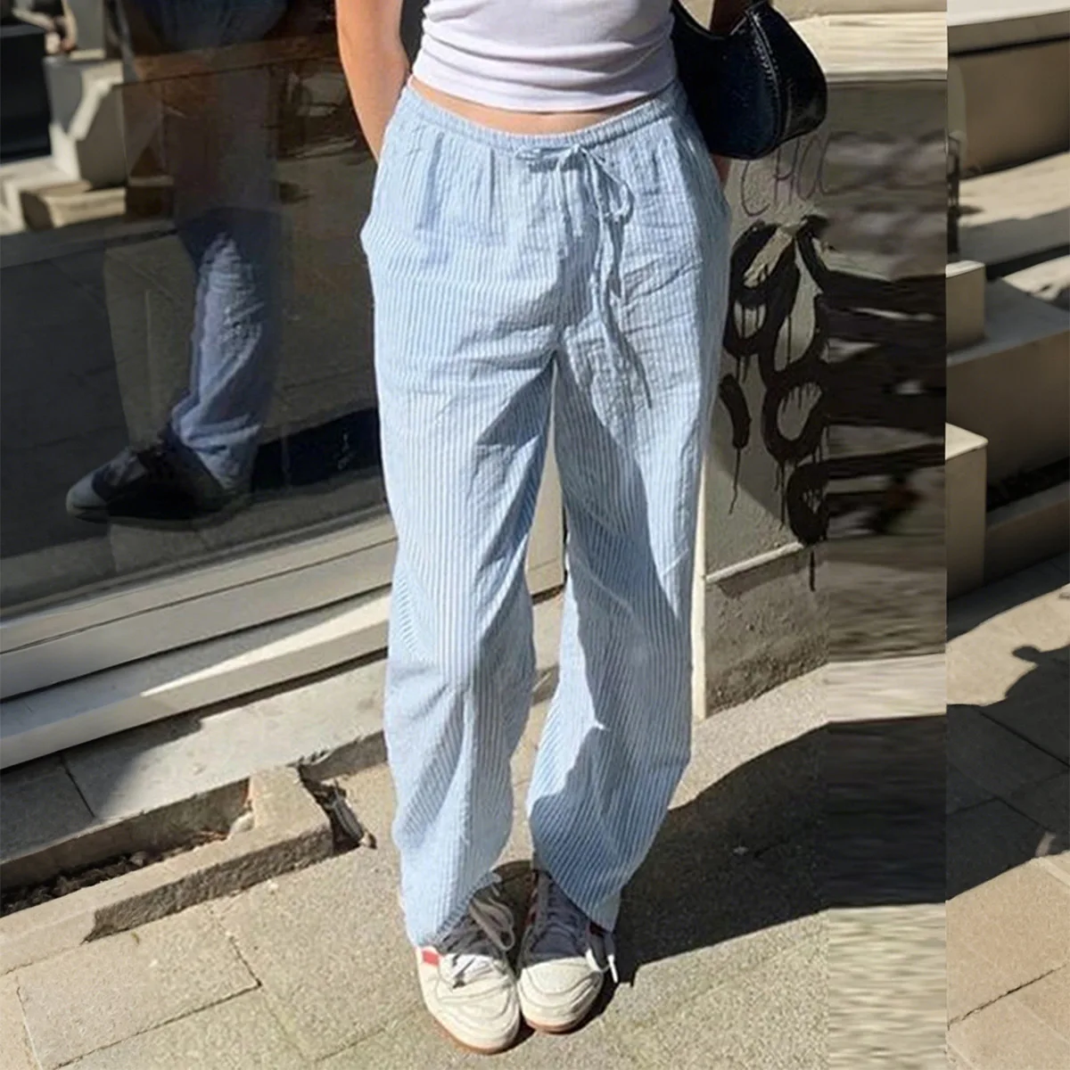Minimalist Resort Style Belted Long Pants for Women, Women's Clothing 2025 Autumn/Winter