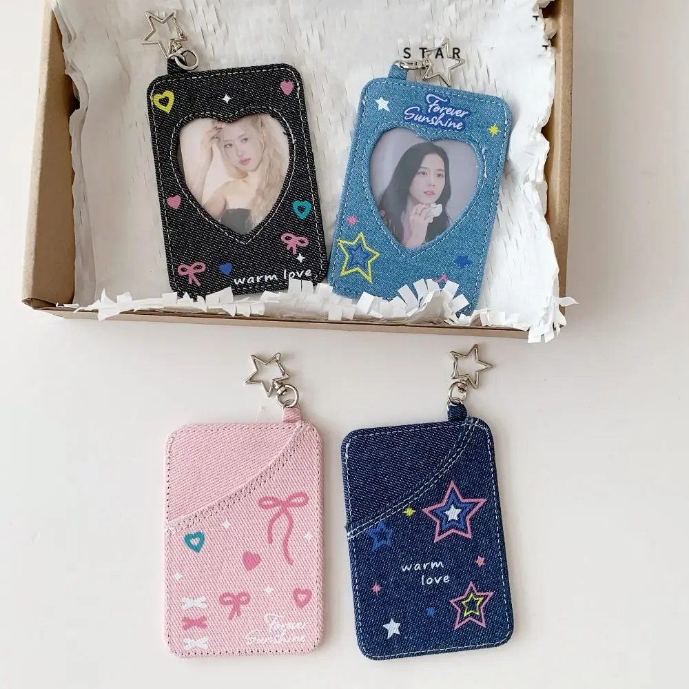 Portatarjetas Kawaii Y2k Denim Star, llavero, estuche para tarjetas, bolsa de almacenamiento, Protector de tarjetas, bolsa de amor, colgante, sesión fotográfica