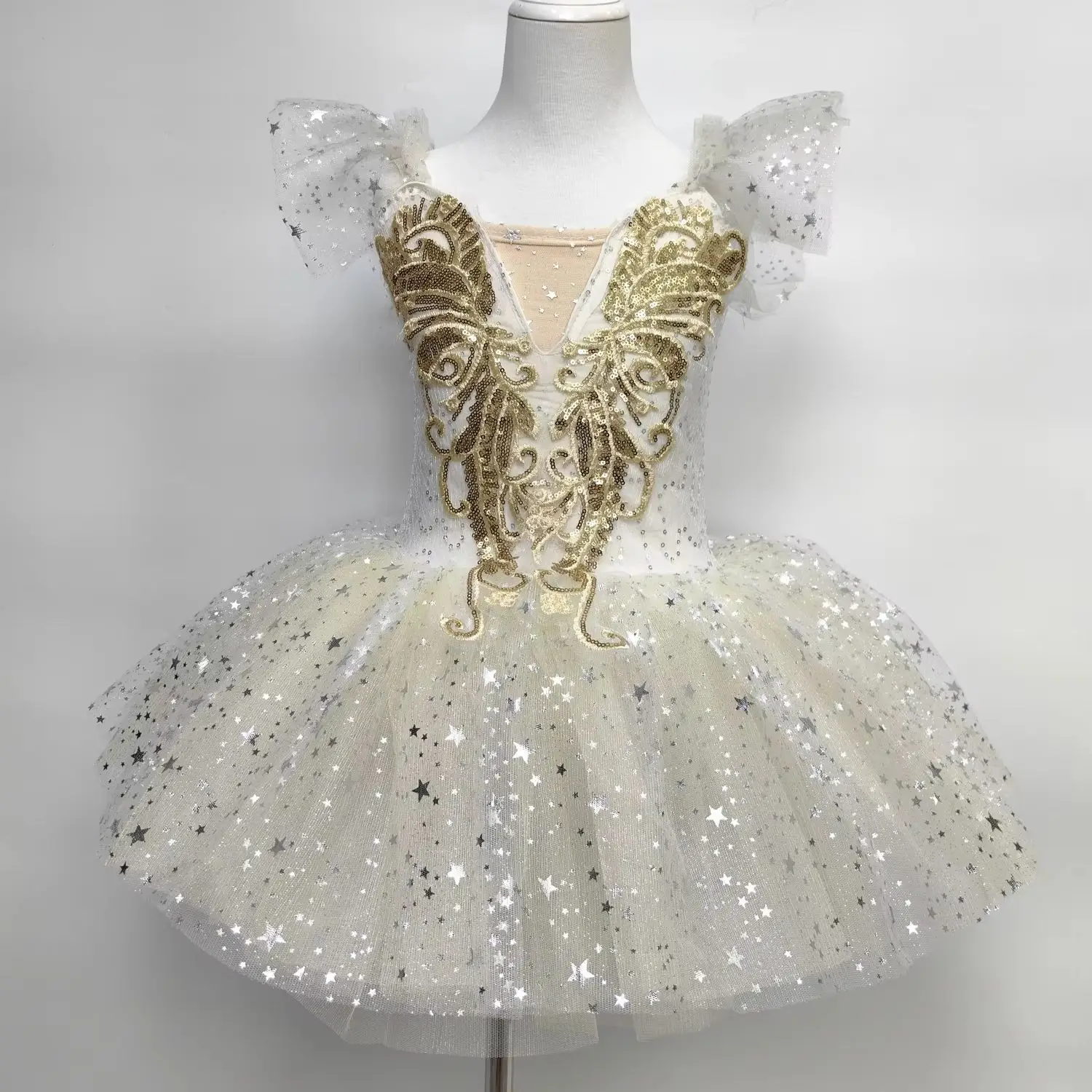 

Children's Sequin Ballet Tutu Dress Apricot Ballerina Performance Dance Wear Kids Contemporary Dance Costumes for Girls