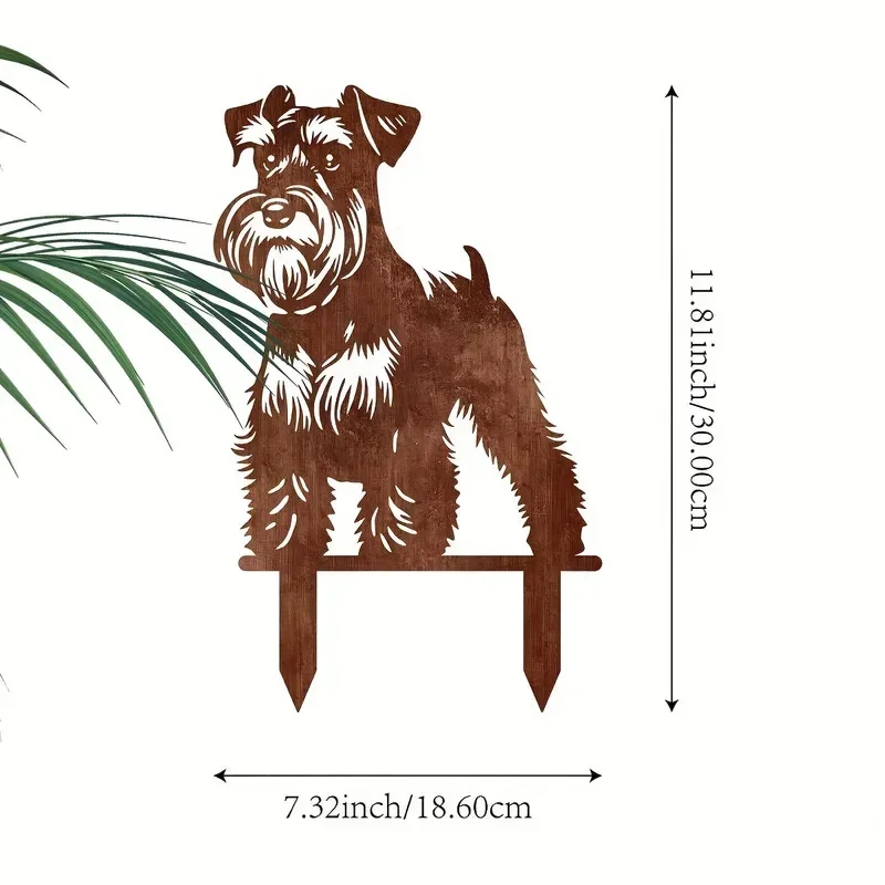 1pc Rusty Metal Schnauzer Dog Garden Stake Classic Design Pet Memorial Yard Decor Perfect Mother's Day Gift