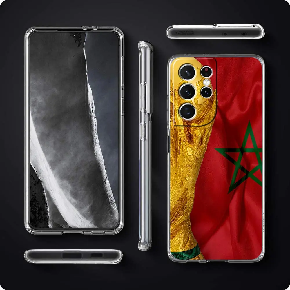 Morocco Flag Passport Phone Case For Samsung Galaxy S23 Ultra S22 5G S20 S21 FE 5G S10E S9 S8 S10 Plus Soft Silicone Clear Cover