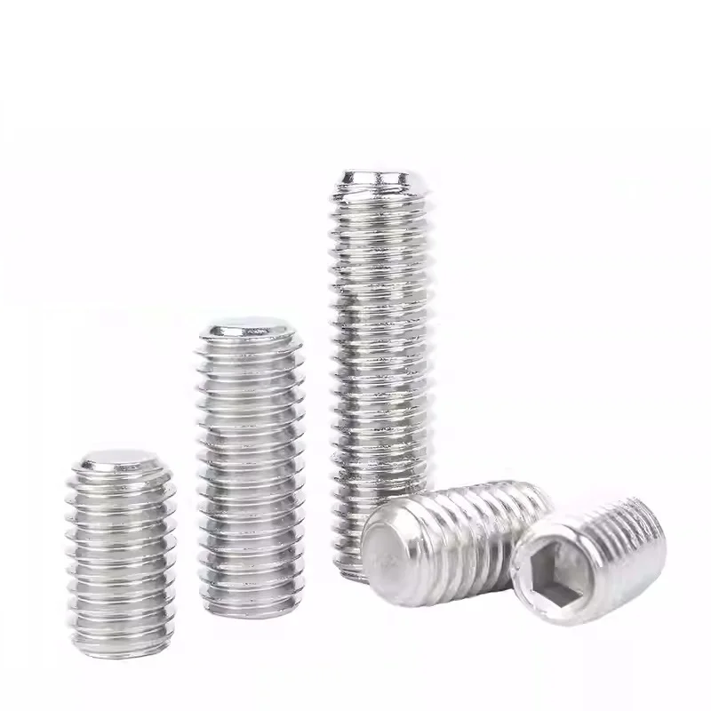 300pcs M10x1.25x40mm 304 Stainless Steel Fine Thread Pitch Hexagon Hex Socket Set Screw Flat Point Grub Screw Headless