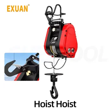 Double Hole Electric Hoist Gourd Electric Crane Steel Wire Rope Safe Electric Crane 220V Household Winch Small Suspension Crane