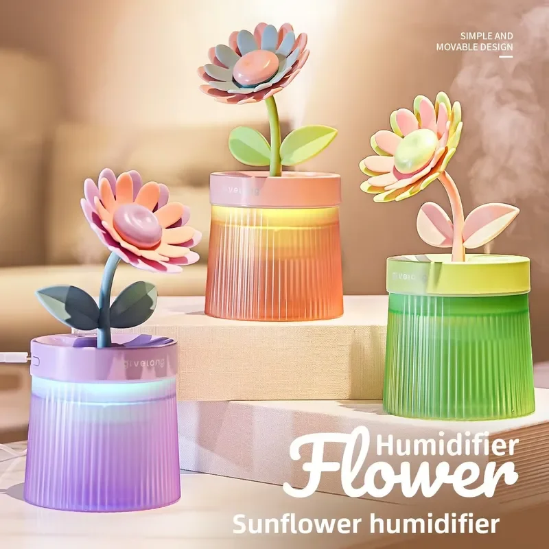 BOLRZO Flower Pot Light Small Portable USB Ambient Light Humidifier For Car Desktop Office Learning Gifts Wholesale