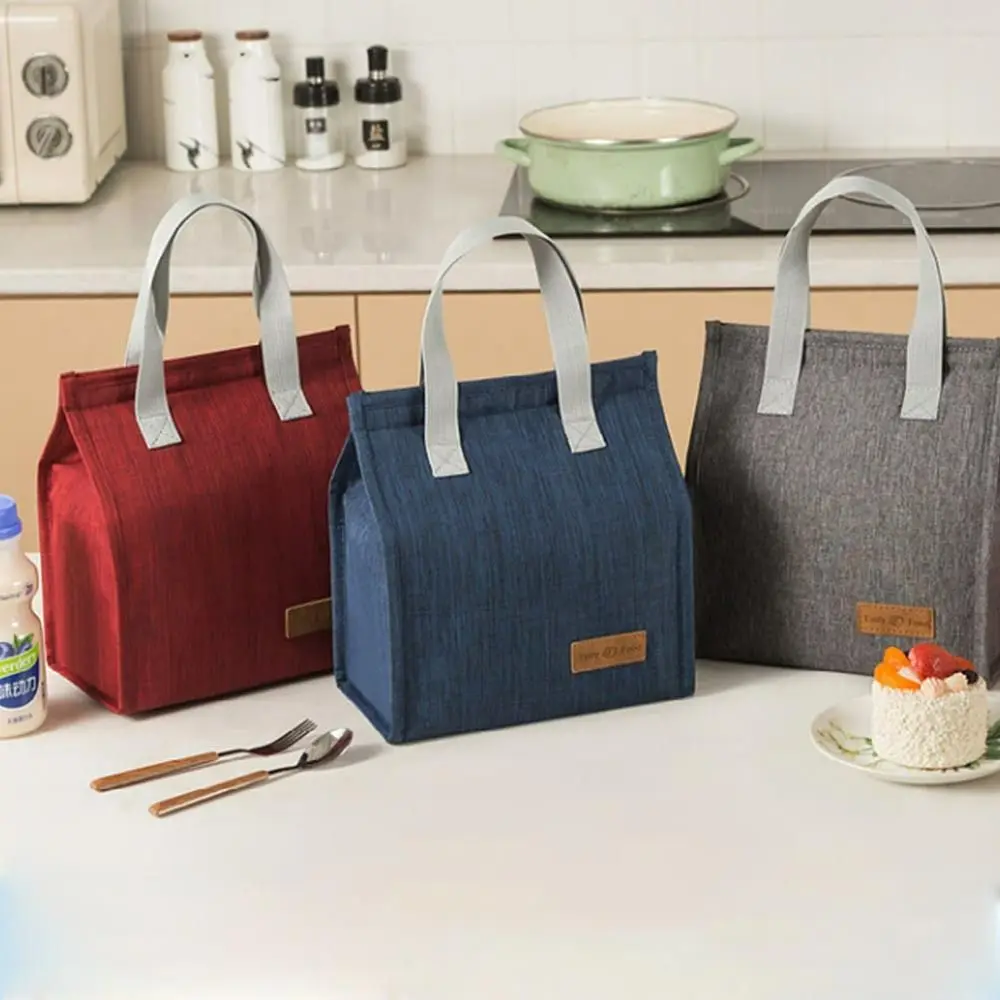 Insulation Package Solid Color Outdoor Food Hand Bags Tote Canvas Lunch Bag Thermal Breakfast Organizer Waterproof Lunch Bag