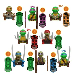 Turtle Movie Ninja Mini Action Figures Bricks Leo Raph Don Weapons Assemble Building Blocks MOC DIY Toys for Children