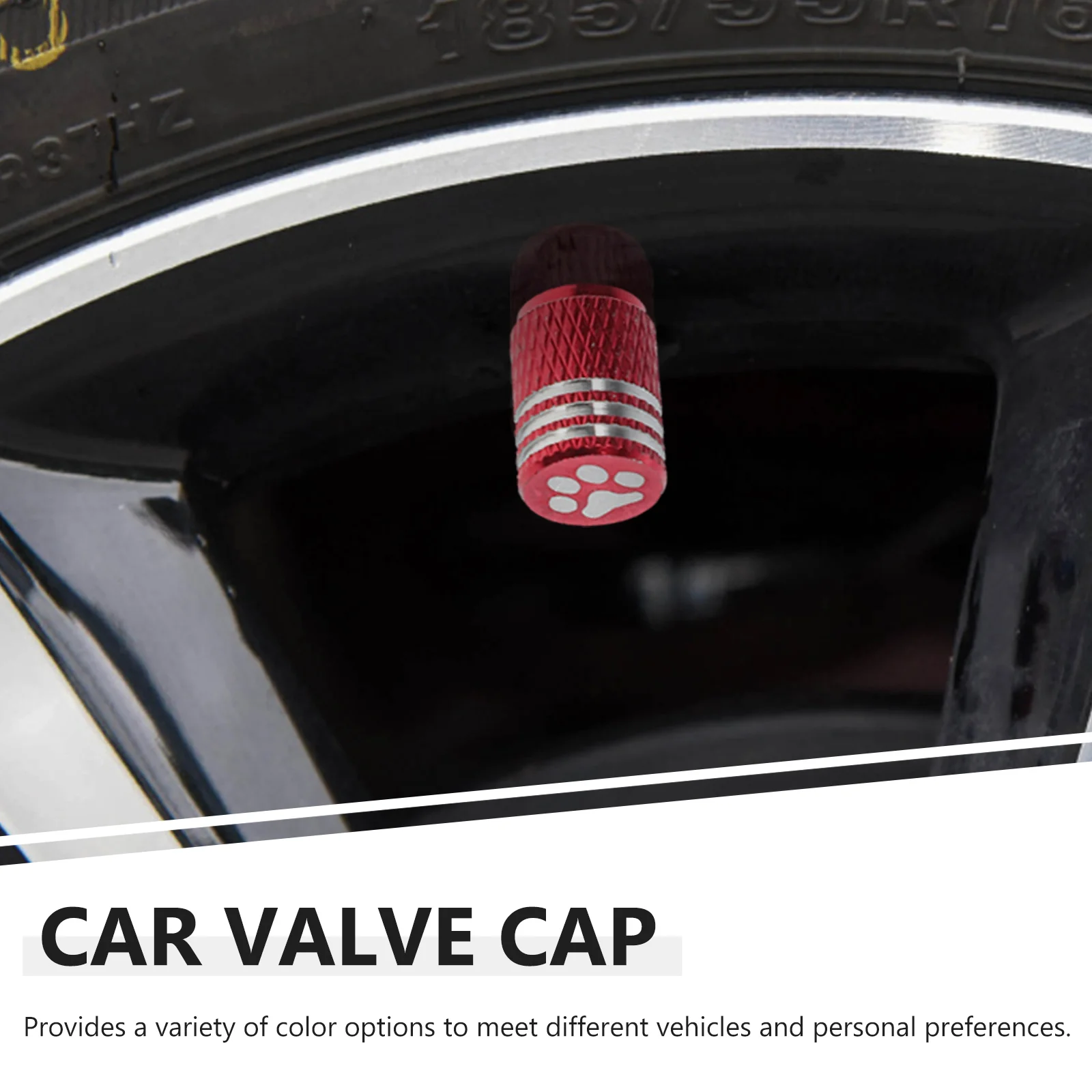 

5pcs Tire Valve Caps Color Dust Proof Car Tyre Stem Covers Red Footprint Aluminum Universal Motorcycle Truck Accessories