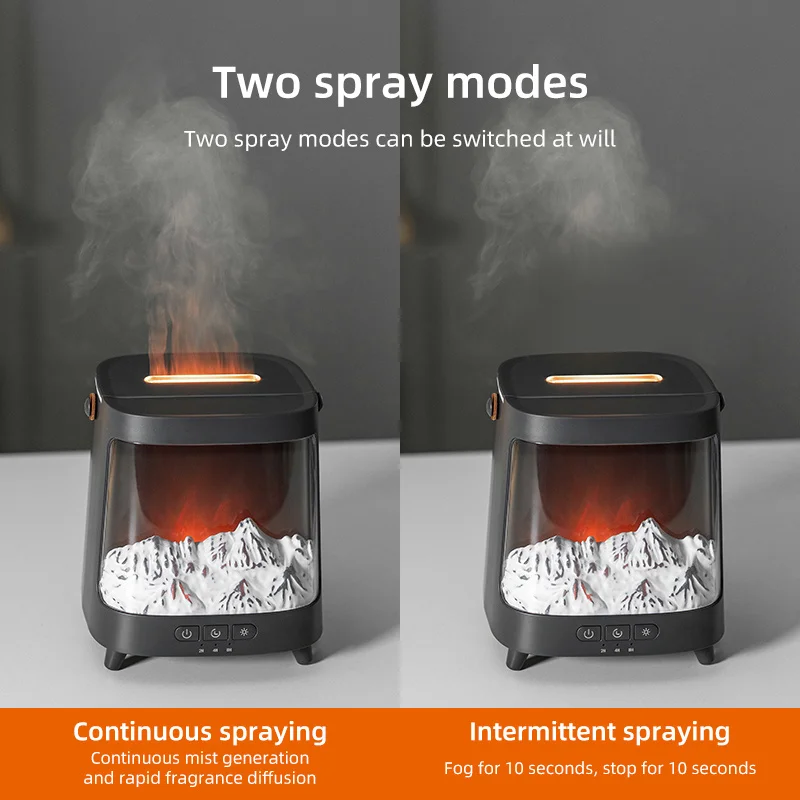 2026 New Upgrade 1PC Simulated Volcanic Desktop Humidifier 7-Colorful Flame Eruption Three-Level Timer Ideal For Hallowmas Decor