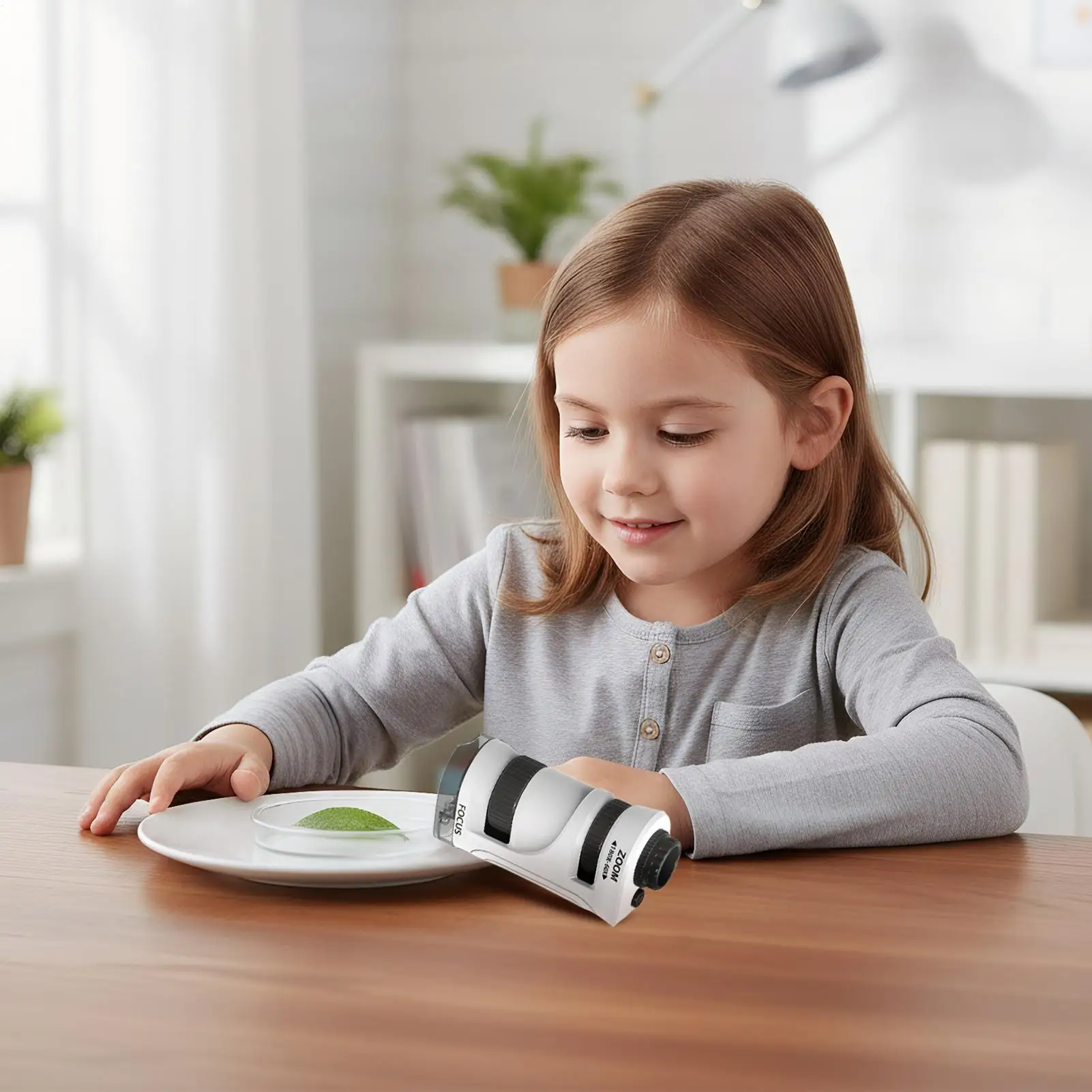 Microscope For Kids 60-80X Zoom Children Microscope With 12 Pieces Slides Educational Scientific Toy For Camping School