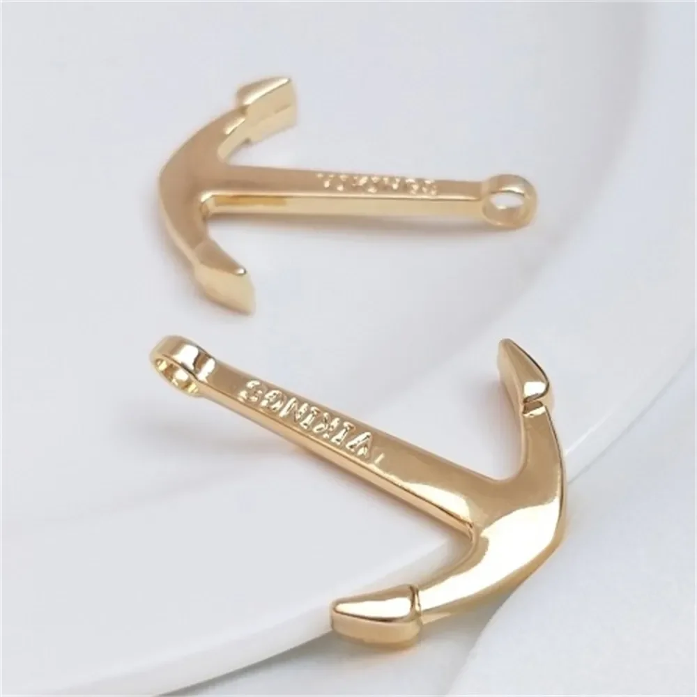 

14K Solid Gold Anchor Accessories Bracelet Leather Rope Chain Connection Buckle Pendant DIY Bracelet Finish Buckle Accessories