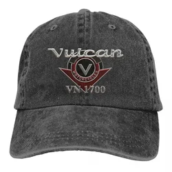 Kawasaki-Vulcan Caps Vulcan Motorcycle VN 1700 Outfit Trucker Hat Distressed Denim Washed Caps Motor Riding Headwear