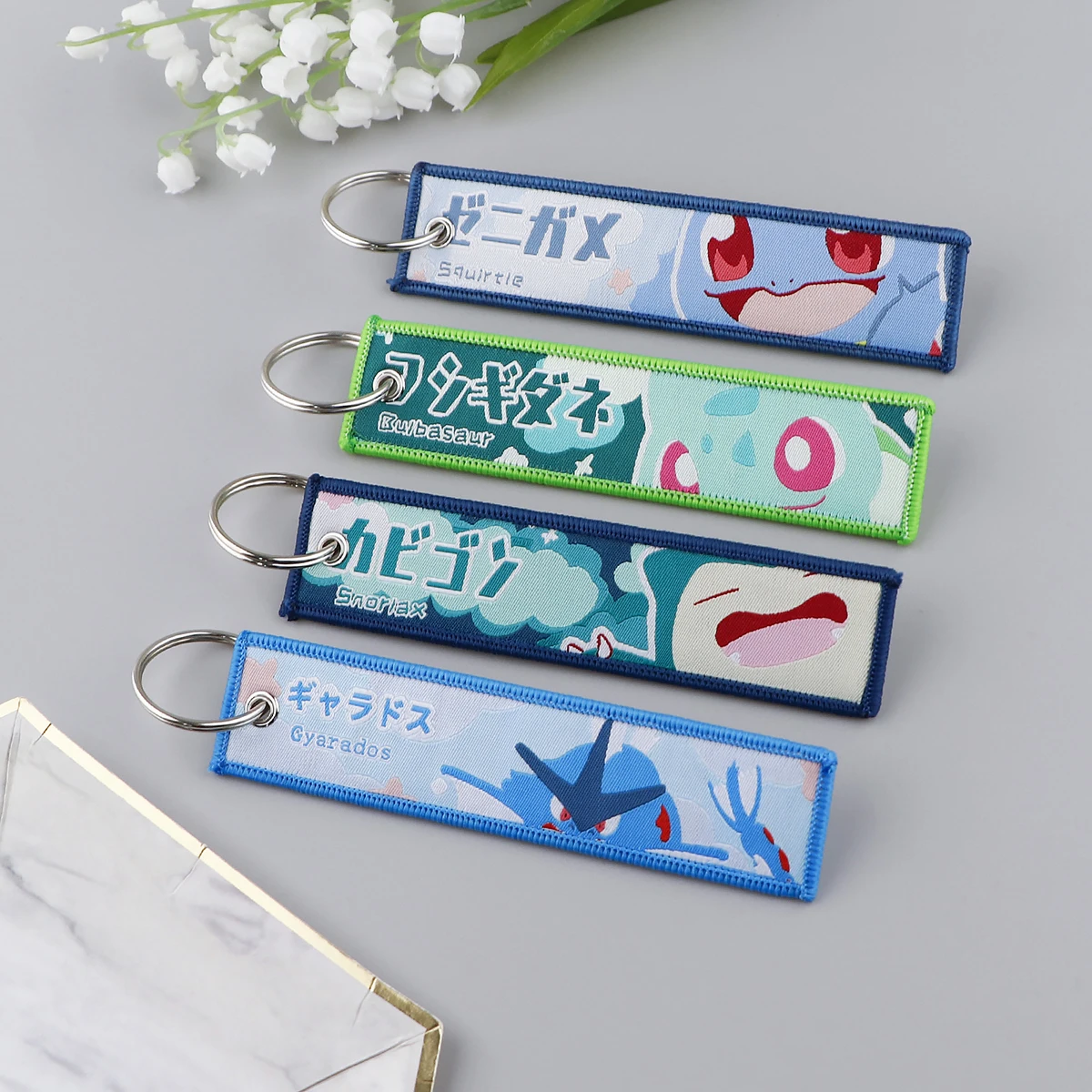 Wholesale Embroidery Key Fobs Holder Women Keychains for Men Key Tags Jet Tag Anime Keyring Fashion Accessories