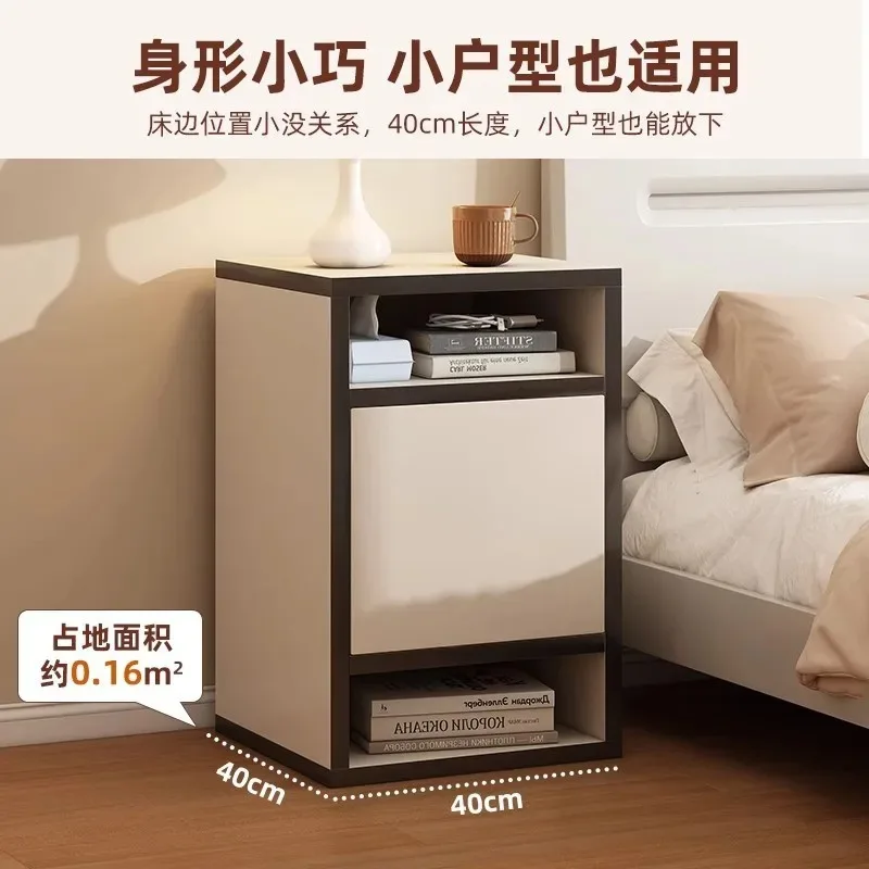 ชั้นวางข้างเตียงไม้จริงแบบเรียบง่าย สไตล์มินิมอล สีดำขาว