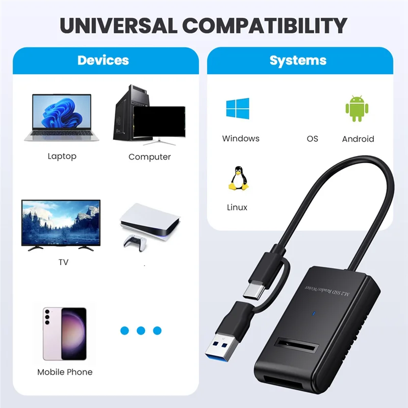 

M.2 Mobile SSD Easy Drive Cable Nvme Protocol With Type-C 3.2 Interface For External M2 Solid State Drives