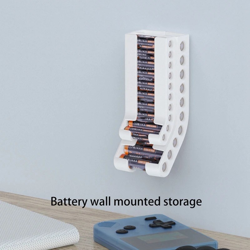 AA/AAA แบตเตอรี่ Storage Bracket COMBINATION แบตเตอรี่กล่องเก็บแบตเตอรี่ Wall Storage Bracket สีดําทนทานติดตั้งง่าย