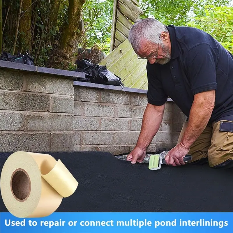 DT17 Pond Liner Seam Tape, Double Sided Self Waterproof Pond Seam Tape for Garden Pond Repair, 3 Inch Wide