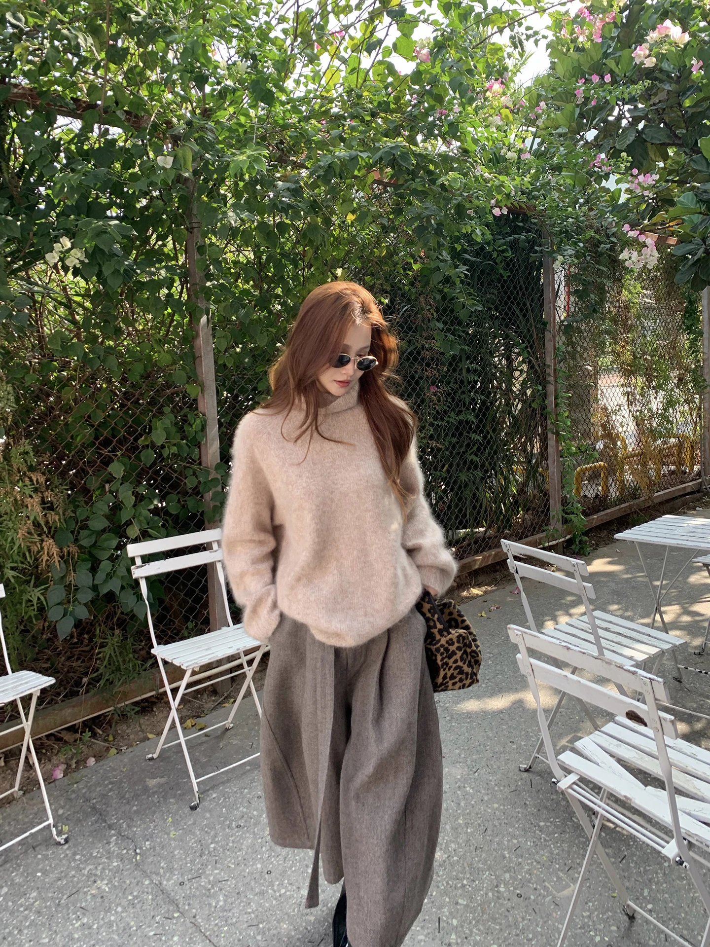 

Свитер Bluetique Loose Fce с высоким воротником, женский повседневный зимний шерстяной трикотажный свитер свободного кроя, разноцветный