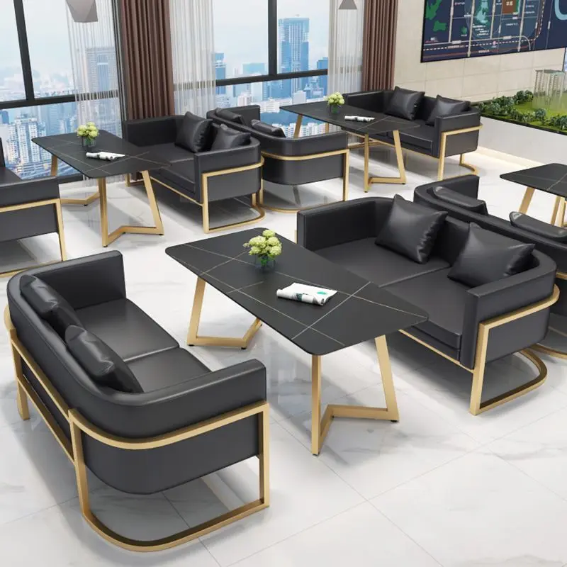custom. [Light Luxury Texture] Simple Café Negotiation Table and Chairs Sales Office Reception Rest Area Reception Sofa Receptio