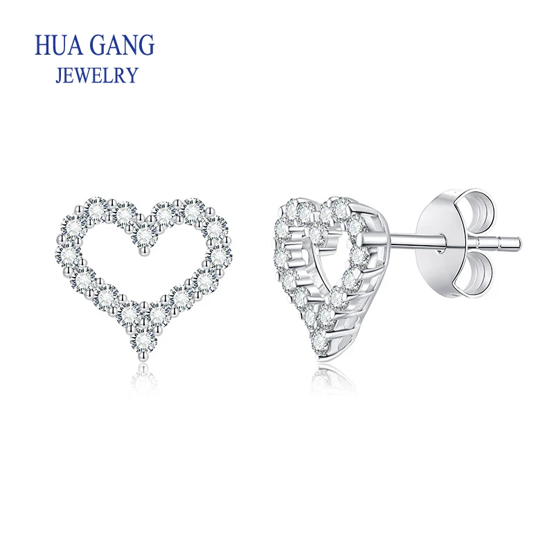 

Moissanite Heart Stud Earrings Lab Created Moissanite Diamond Stud Earrings with 2 pieces Gift for Women Girl