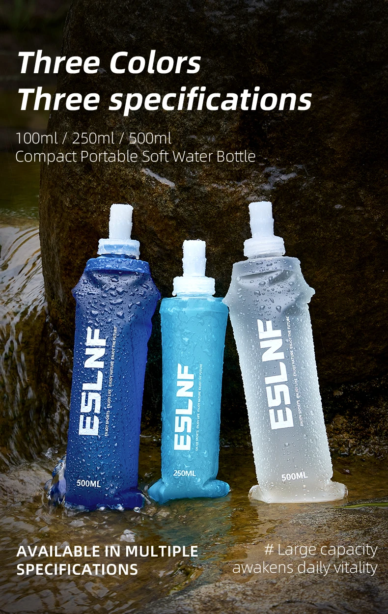 ESLNF Outdoor-Wasserbeutel, zusammenklappbar, aus Silikon, klein, für Laufen, Camping, Wandern, Reisen, praktische Wasserflasche – Detail 7