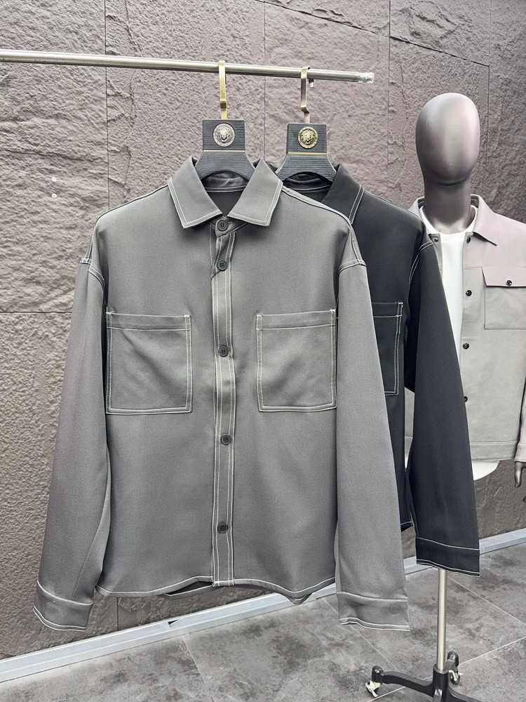 

Svip Cabinet 79 Euro Casual Loose Fit Collared Jaet Men's Outerwear Faion Urban Sle Long Sve Regular Length