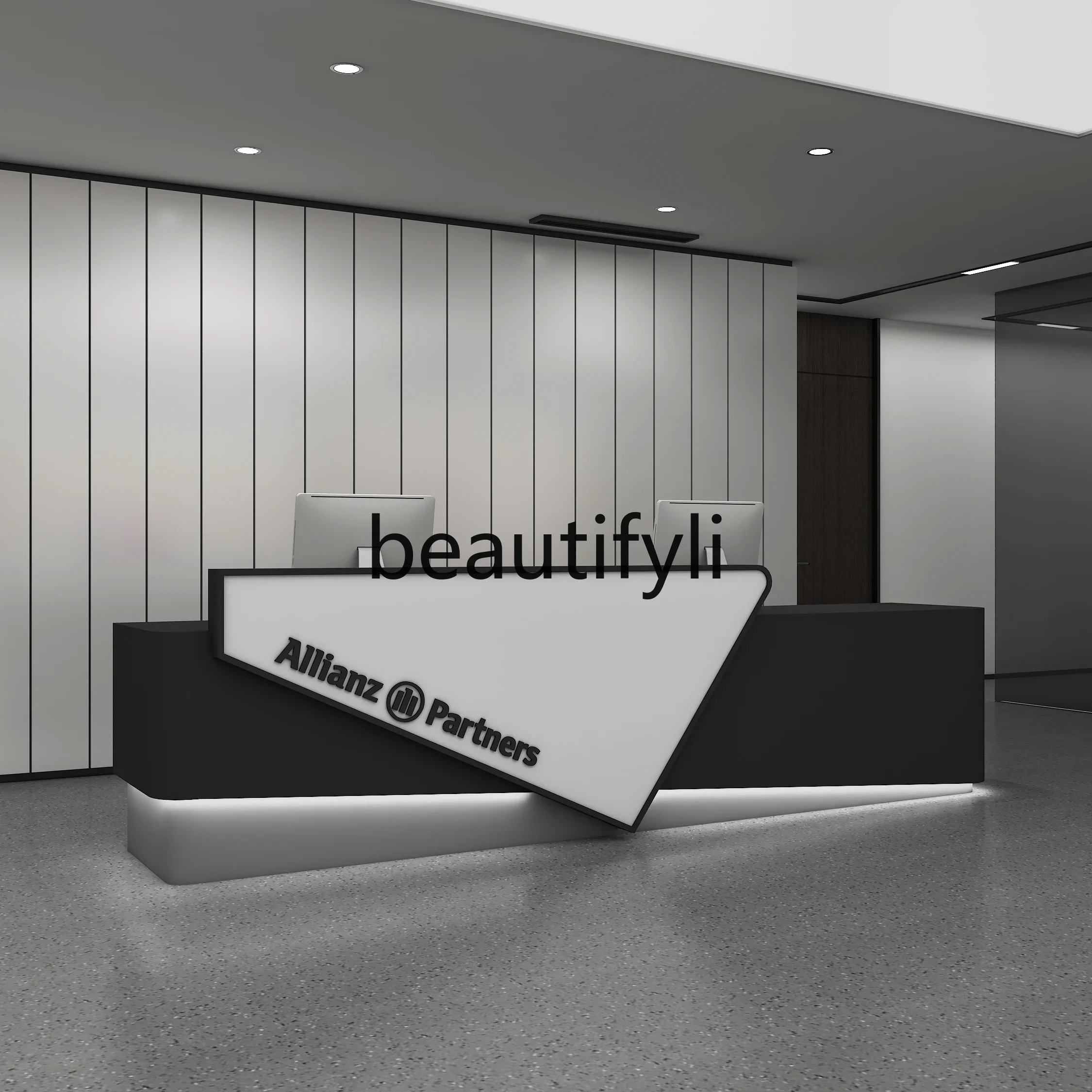 

A17 Company reception counter Simple modern beauty salon checkout page Training institution Exhibition hall Integrated counter