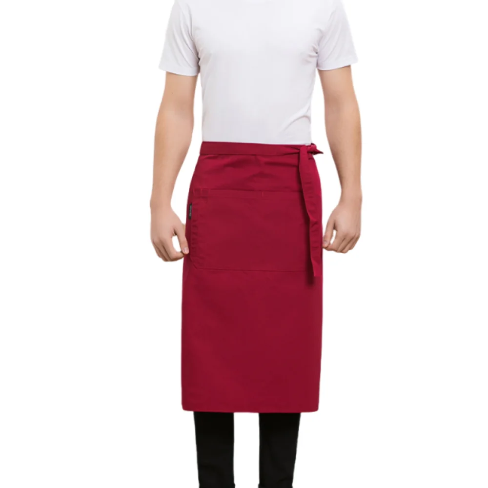 

Multi-functional Antifouling Half Apron Adjustable Solid Color Chef Uniform Unisex Durable Household Work Apron Kitchen Use