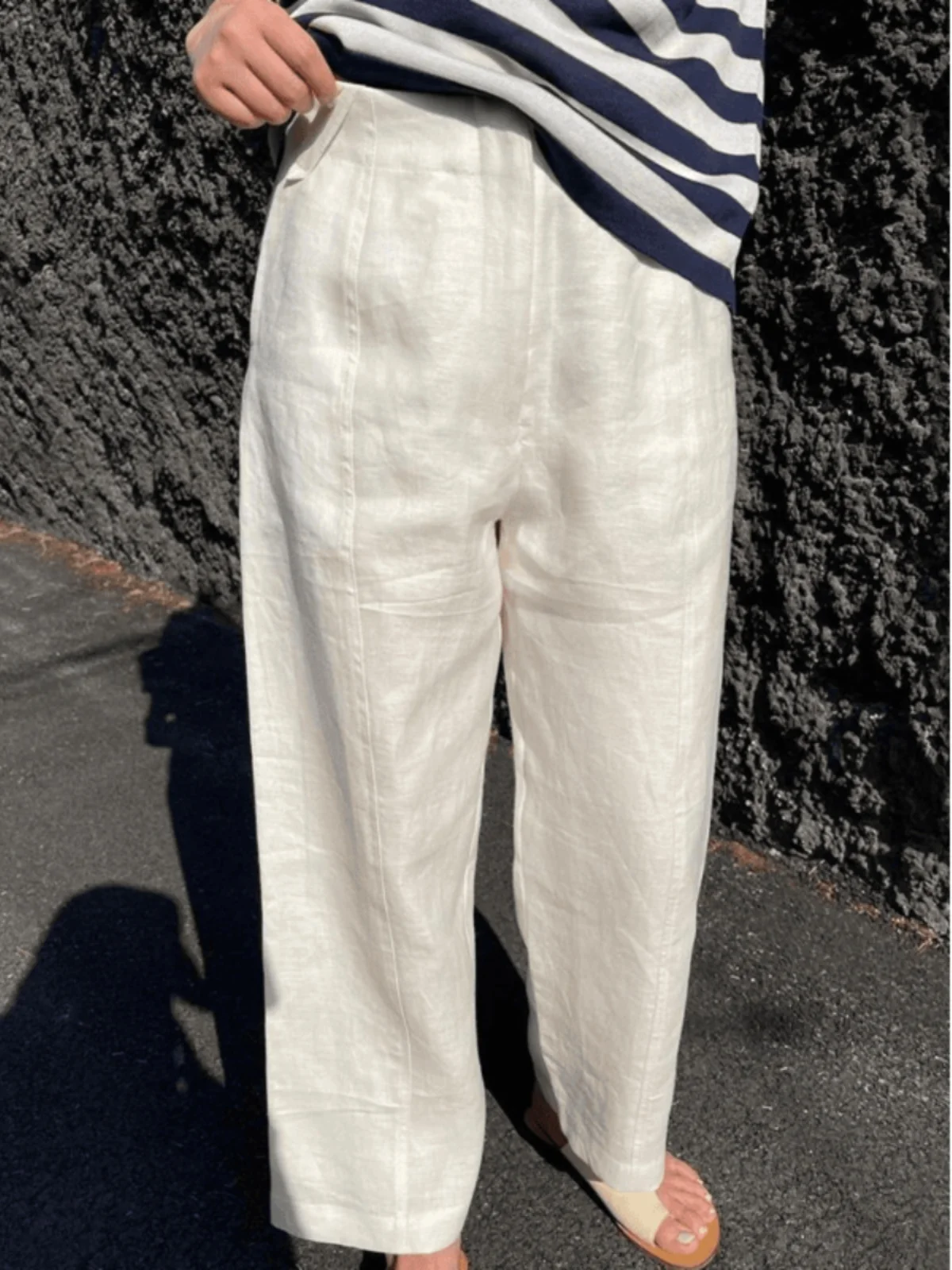 

Plus Size Slimming Wide Leg Pants Casual Loose Women's Clothing Linen Summer 2025 High Waist Straight Cut Nine Point Pants