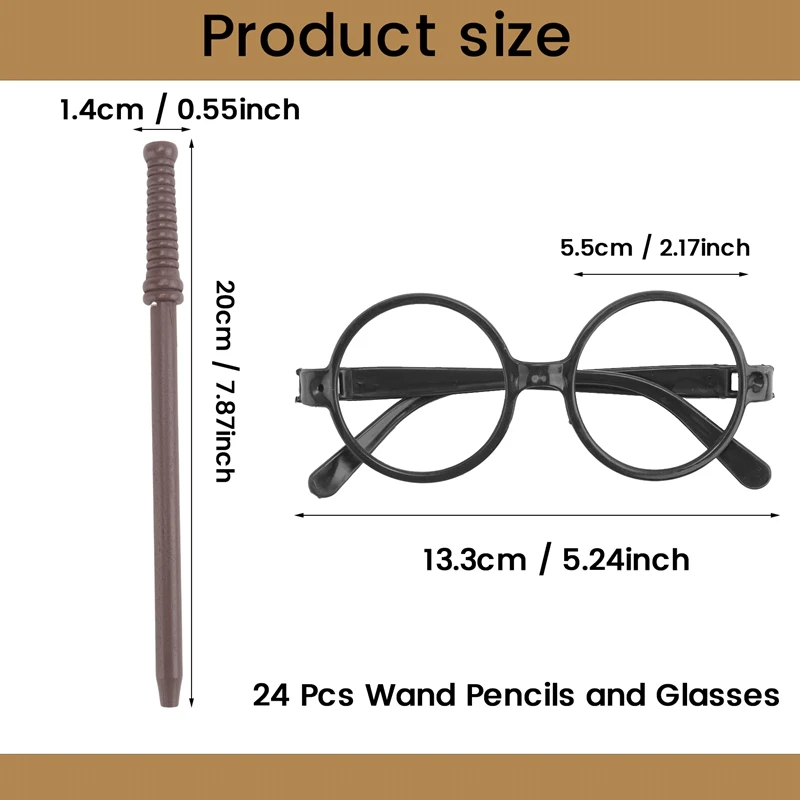 

A47U 24 Pcs Wand Pencils and Glasses Wizard Party Favors, Wizard Party Supplies Theme Birthday Supplies for Teen Boys Kids