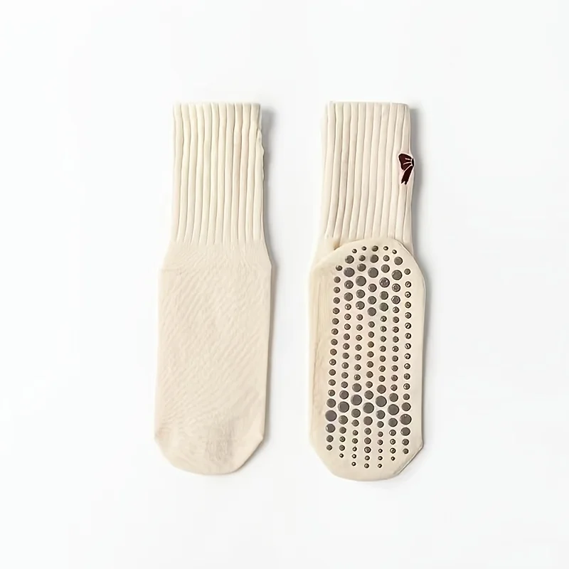 

Dark Red Stripes Yoga Pilates socks for women Non-slip floor sports Calf socks Fashion all-match trend socks