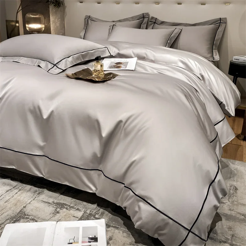 

Light Luxury and High-end Cotton Embroidered Bedding Set Egyptian Cotton Sheets Luxury Duvet Cover Five-star Hotel Bedding