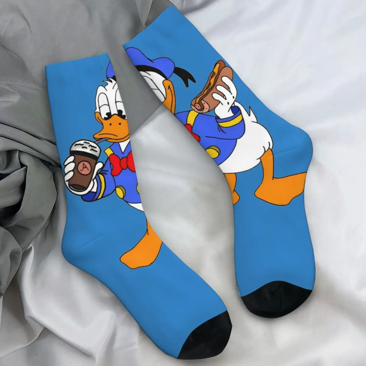 

Носки с забавным мультяшным рисунком Дональда Дака, повседневные чулки, осенние женские и мужские носки с защитой от пота, мягкие уличные носки с графическим рисунком